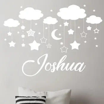 

Personalized Name Wall Decal Vinyl Home Decor Kids Room Clouds Moon Star Sticker Custom Name On The Wall Nursery Bedroom 3N07