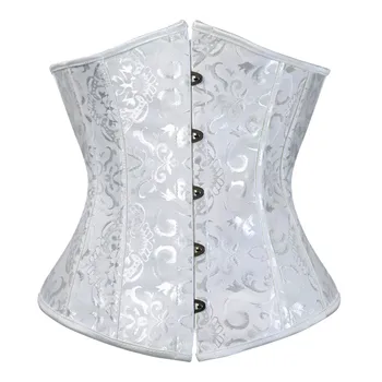 Women's Lace Up Boned Jacquard Brocade Waist Training Underbust Corset Waist Trainer Corset Shaper for Weight Loss Plus Size plus size steel boned lace up corset
