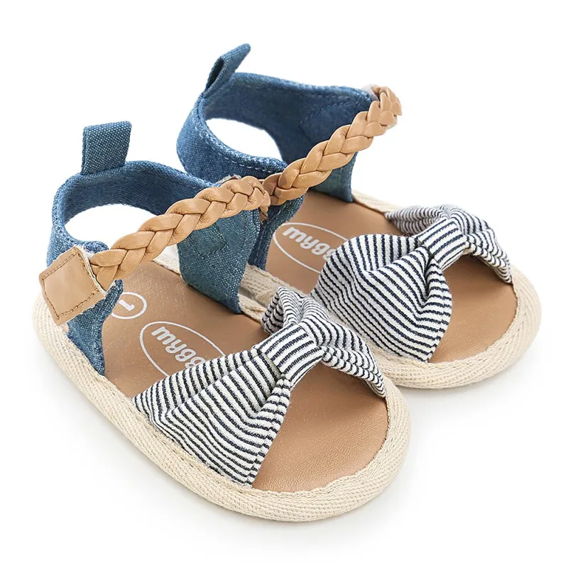 Парусиновая детская пляжная прогулочная обувь с бантом для девочек; обувь для первых шагов