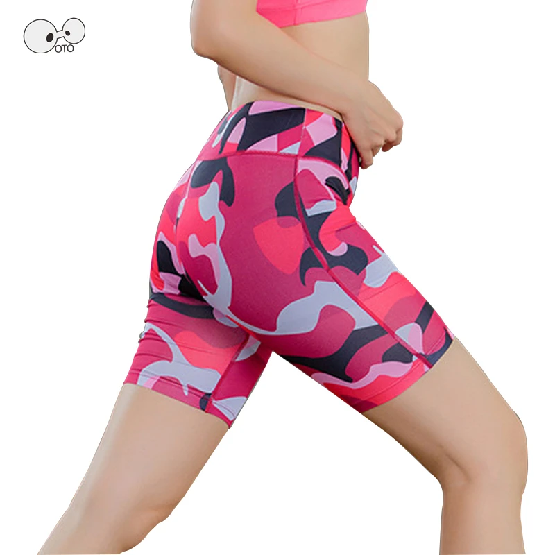 

Running Tights Women Compression High Waist Comouflage Yoga Pirate Shorts Reflective Night Runner Short Leggings Fitness Pants