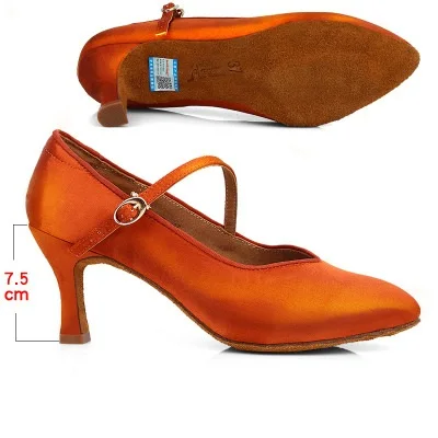 Современная танцевальная обувь; женская обувь с мягкой подошвой; Национальный стандарт для свиданий; Танго; женская обувь для танцев на квадратном каблуке; аутентичная женская спортивная обувь для взрослых - Цвет: 7.5cm color deep