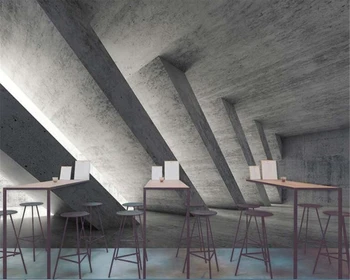 

beibehang papel de parede 3d vintage industrial wind cement gray wall extension space wallpaper restaurant hudas beauty