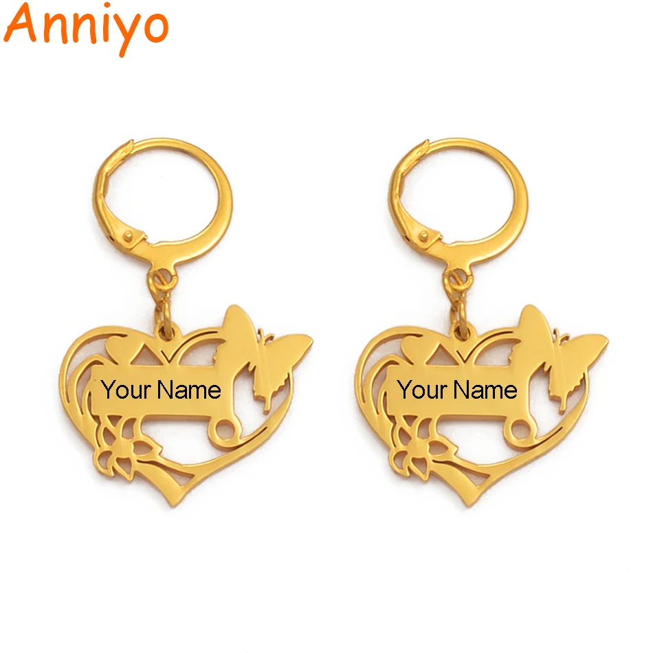 Anniyo, персонализированные серьги с именами для женщин, девушек, Кирибати, Микронезия, Чуук, буквы на заказ, ювелирные изделия из нержавеющей стали#112721