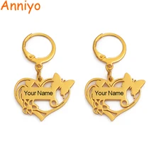 Anniyo, персонализированные серьги с именами для женщин, девушек, Кирибати, Микронезия, Чуук, буквы на заказ, ювелирные изделия из нержавеющей стали#112721