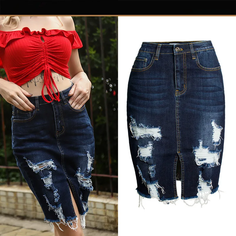 split denim skirt