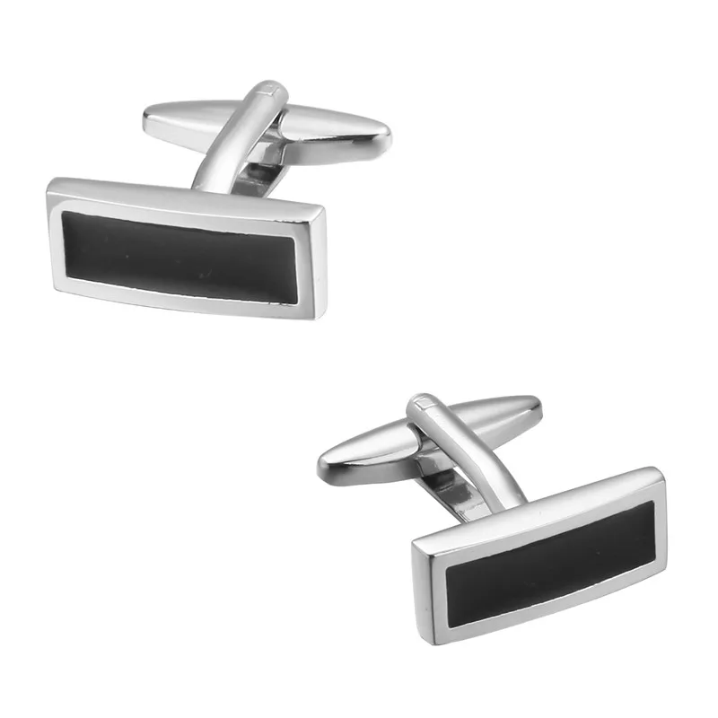 

Minimalist style black enamel silvery strip Cufflinks fashion men's shirts Cufflinks