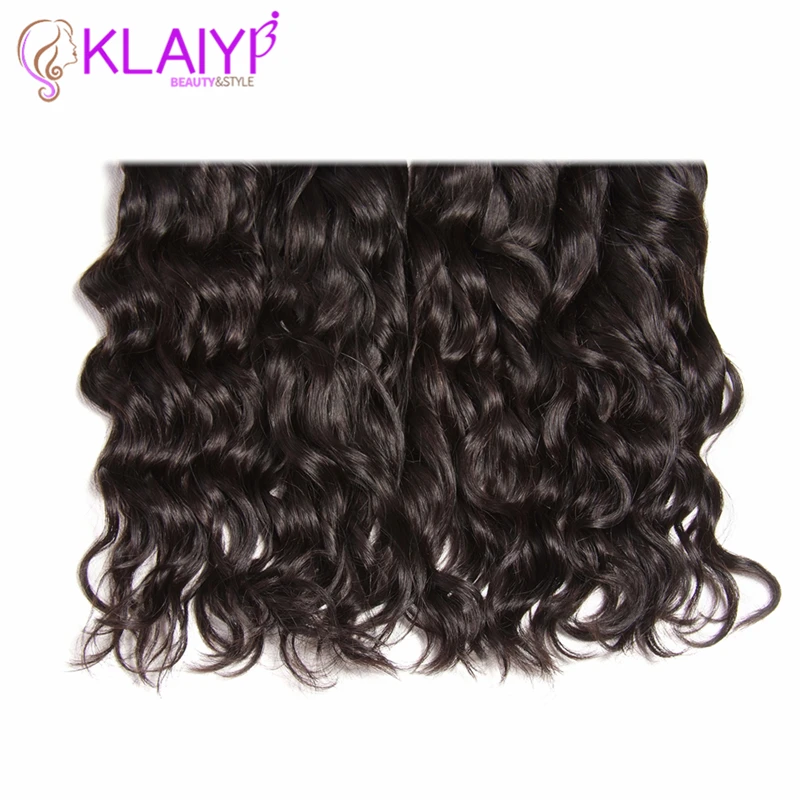 Klaiyi Hair Brazilian Natural Wave Lace Closure Free Part 4 PCS Human Hair Bundles With Closure Swiss Lace Remy Hair Extension