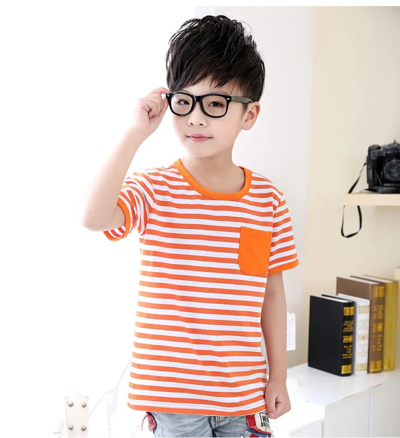 2016 Summer New Children's Clothing Boys Cotton Short-sleeved T-shirt Children Casual Round neck Striped Fashion T-shirt HTB1jaWSLpXXXXbPXpXXq6xXFXXXd - 2016 Summer New Children's Clothing Boys Cotton Short-sleeved T-shirt Children Casual Round neck Striped Fashion T-shirt