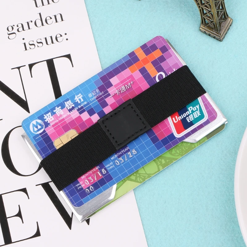 THINKTHENDO алюминиевый ТОНКИЙ ID кредитный держатель для карт протектор RFID кошелек чехол для карт эластичный тканевый ремешок держатель для карт s для мужчин и женщин