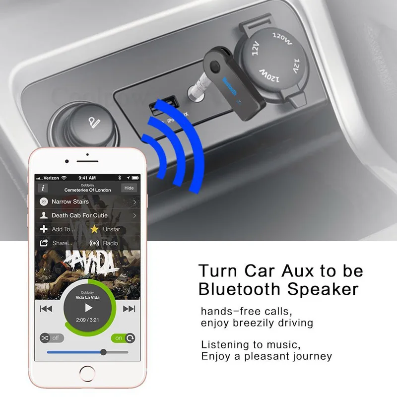 Jajabor Bluetooth Car Kit 3,5 мм AUX аудио разъем автомобиля A2DP Беспроводной адаптер Bluetooth Music Receiver громкой связи вызова для телефона