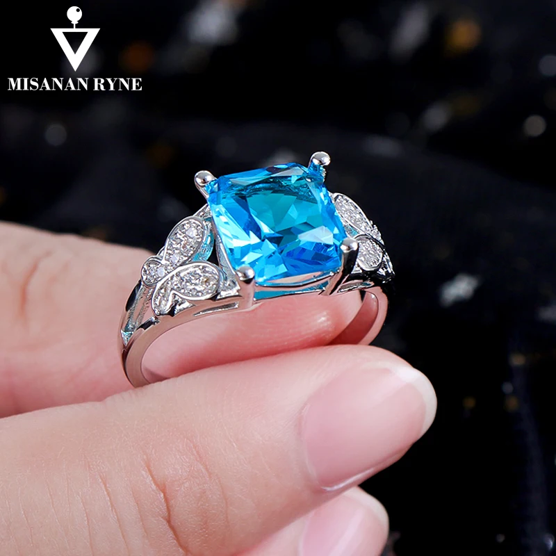 Buy MISANANRYNE Fashion Wedding Ring Big Square Sky