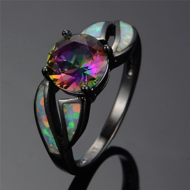 black opal wedding rings
