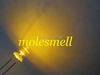 

100pcs 5mm flat top yellow led Ultra Bright LED water clear wide angle yellow for 100 free resistors 5mm light lamp