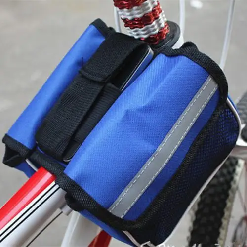 Excellent 1pcs Bicycle Cycling Bike Frame Pannier Front Tube Bag Pouch Case Double-Saddle Polyster Waterproof Rainproof Bike Bag 4