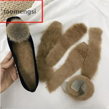 Taomengsi Winter new rabbit fur integrated insole warm female insole fur insole brown insole leather