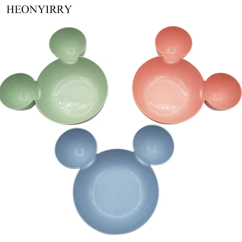 

Baby Tableware Cartoon Kids Divided Bowl Food Grade Eco Wheat Straw Children Plate Baby Feeding Dinnerware Eating Food Dishes