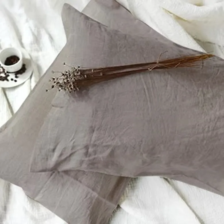 Льняной чехол для подушки с буквенным принтом Тип слоновая кость белый серый розовый натурального льна цвета наволочки для подушек 48x74 см 2 шт. на продажу - Цвет: Gray