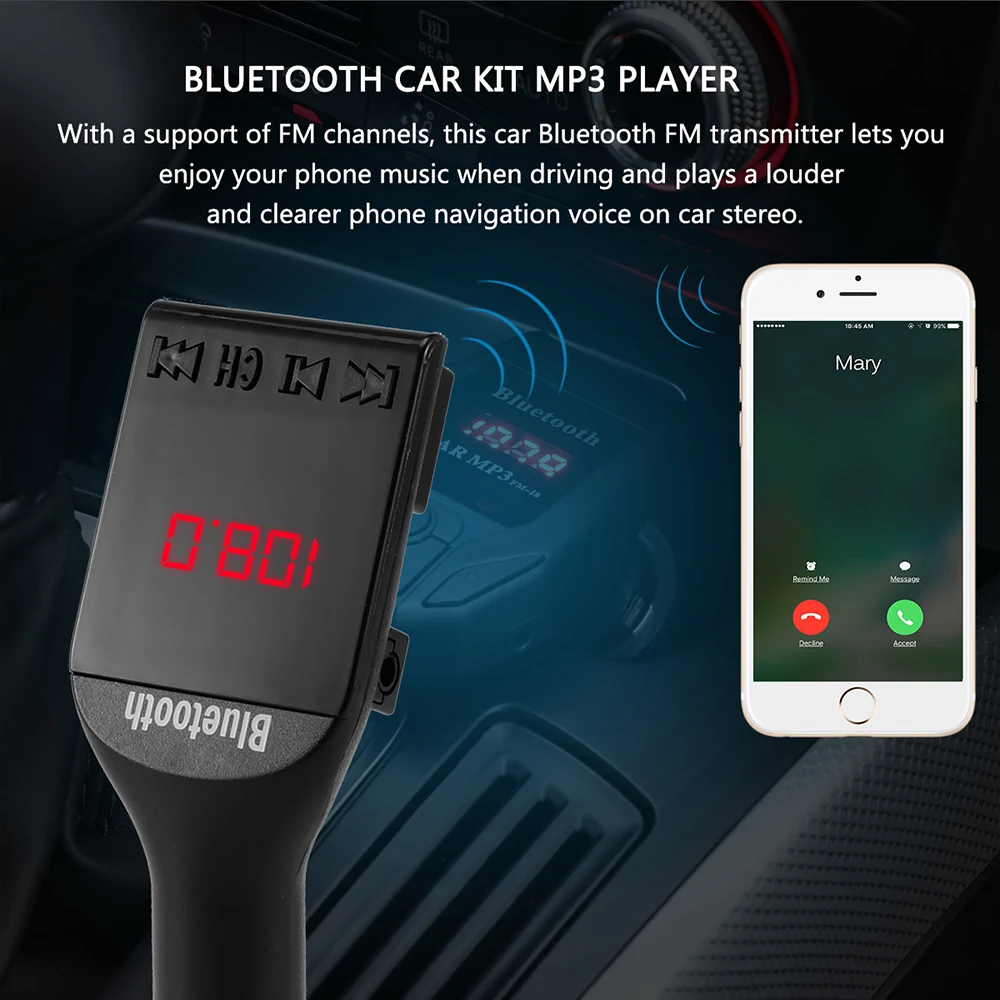 Onever Bluetooth автомобильный комплект MP3 плеер fm передатчик Handsfree беспроводной FM