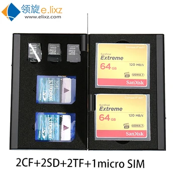 

2017 Silver Red 1 Aluminum Storage Box Bag Memory Card Case Holder Wallet Large Capacity For 2* Cf 2*sd 2*mirco For Sd 1*sim