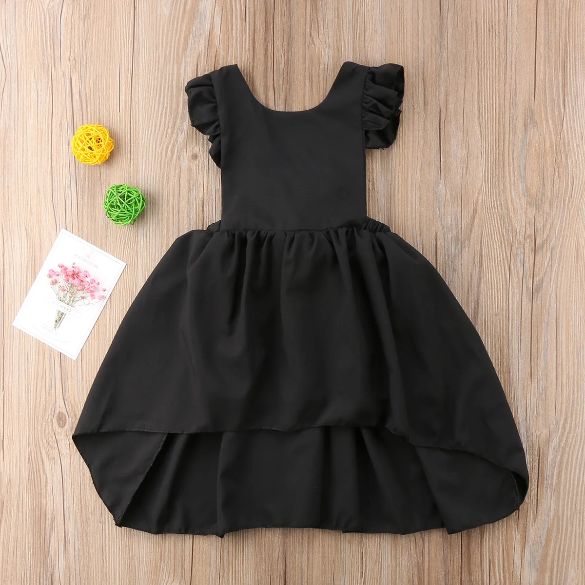 Черное платье для маленьких девочек летнее шифоновое плиссированное платье-пачка с бантом и открытой спиной Вечерние платья на Пасху, сарафан