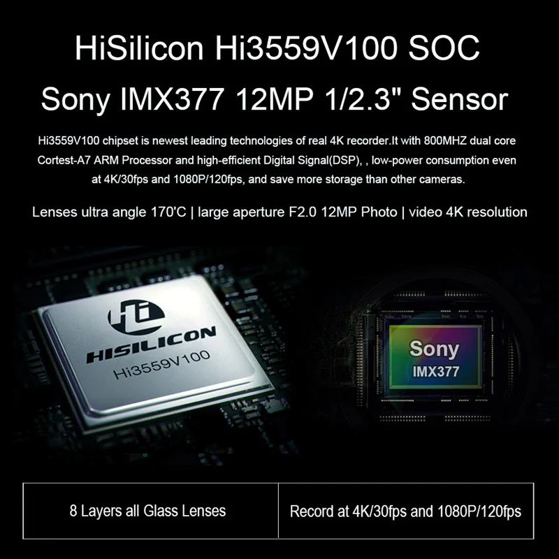 SOOCOO S300 Экшн-камера 2,3" сенсорный ЖК Hi3559V100+ IMX377 4K 30fps 1080P 120fps EIS Wi-Fi 12MP удаленный внешний микрофон Спортивная камера