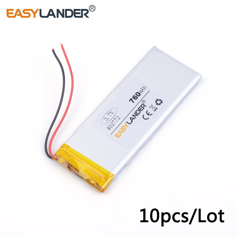 10pcs /Lot 3.7v lithium Li ion polymer rechargeable battery 402772 760MAH For iPhone 4 Mobile Phone pack Watch PDA | Электроника