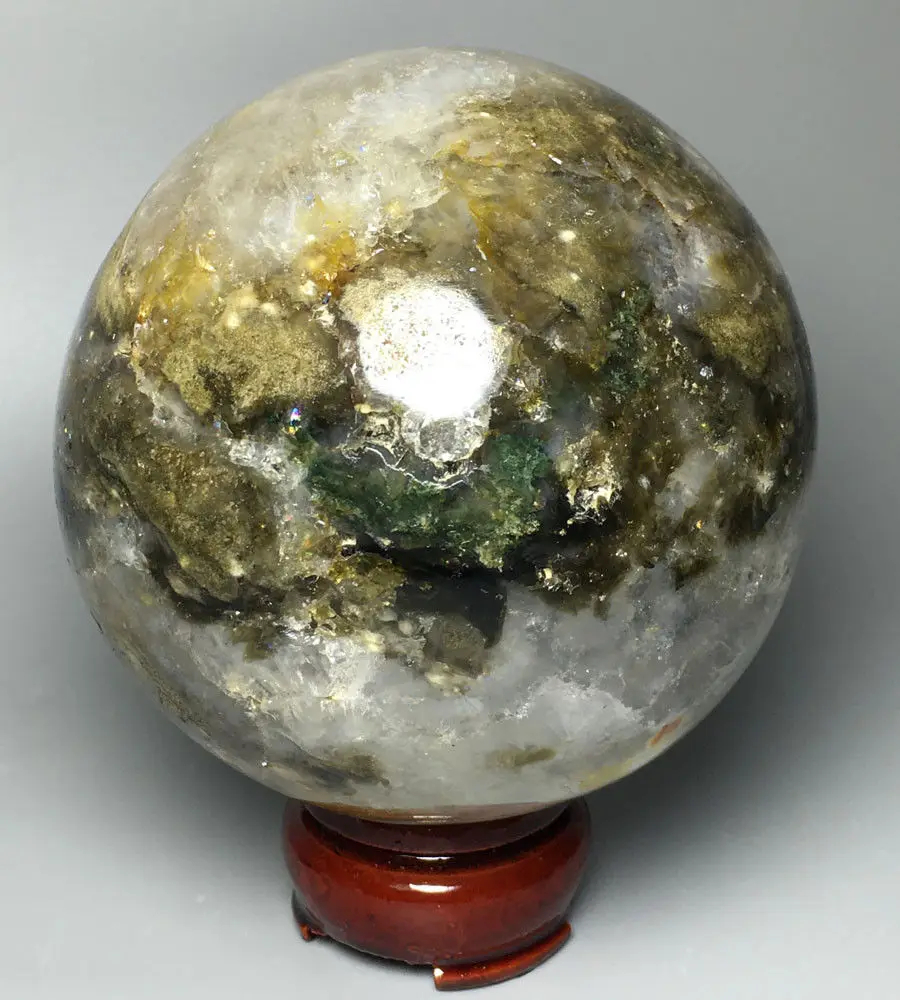 

1049g NATURAL OCEAN JASPER QUARTZ CRYSTAL BALL HEALING led light base