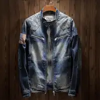 2019 New Jacket Men Fashion Slim Fit Denim Jacket Men Casual Splice Zipper Mens Jackets And Coats Plus Size Outwear 4XL A5425