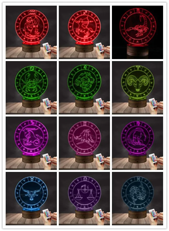 1Piece Zodiac 3D Multicolor Lamp LED Decorative Lighting Table Lamp