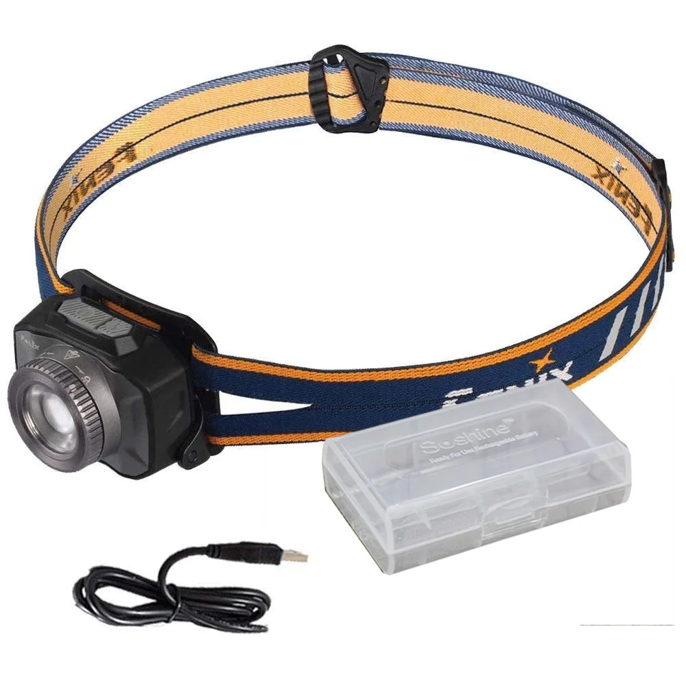 

Fenix HL40R USB rechargeable 600 lumen zoom-able adjustable beam distance CREE LED headlamp Built-in 2000mAh Li-polymer battery