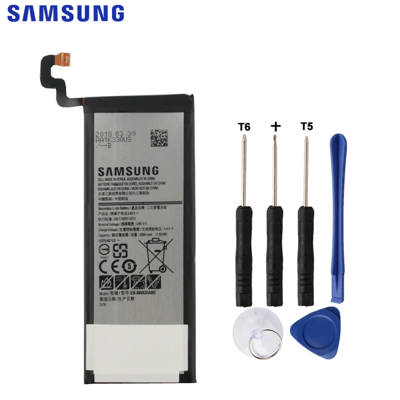 

Original EB-BN920ABE Battery For Samsung GALAXY Note 5 N9200 N920t N920c Note5 SM-N9208 NFC Replacement Phone Battery 3000mAh