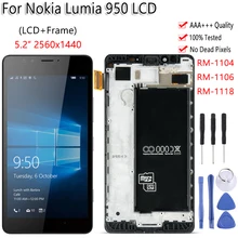 5,2 дюймов протестированный для Nokia Lumia 950 RM-1104 1106 1118 ЖК-дисплей сенсорный экран с рамкой дигитайзер сборка Замена Бесплатные инструменты