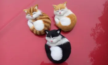 

simulation sleeping kitty model toy lifelike prone cat 10x7x5 cm model car decoration gift t238