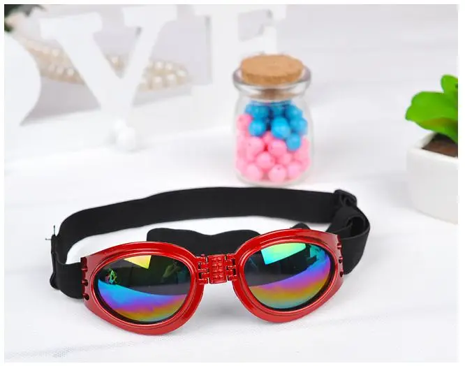 Защитные очки для собак УФ солнцезащитные очки складные собачьи очки для средних и больших собак очки для животных водонепроницаемые - Цвет: red