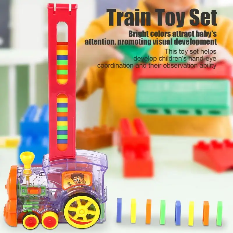 Новая модель поезда домино, игрушки, автоматические наборы, 60 шт., красочные блоки домино, игра с нагрузкой, игрушки, подарок для детей