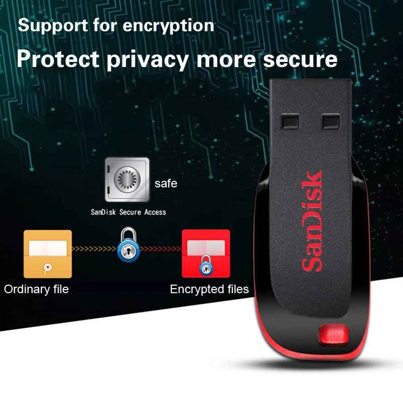 SanDisk USB 2,0 Мини-флеш-накопители 64 ГБ 32 ГБ 16 ГБ флеш-накопитель U диск USB ключ Флешка для ПК