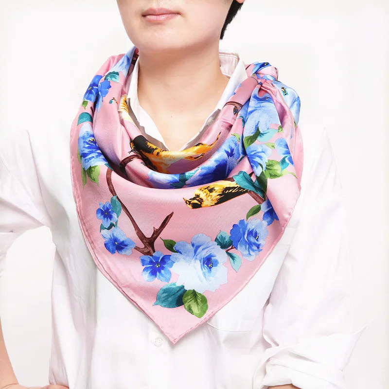 

New fashion women scarf silk scarf women square scarf Cherry blossoms squirrel pink