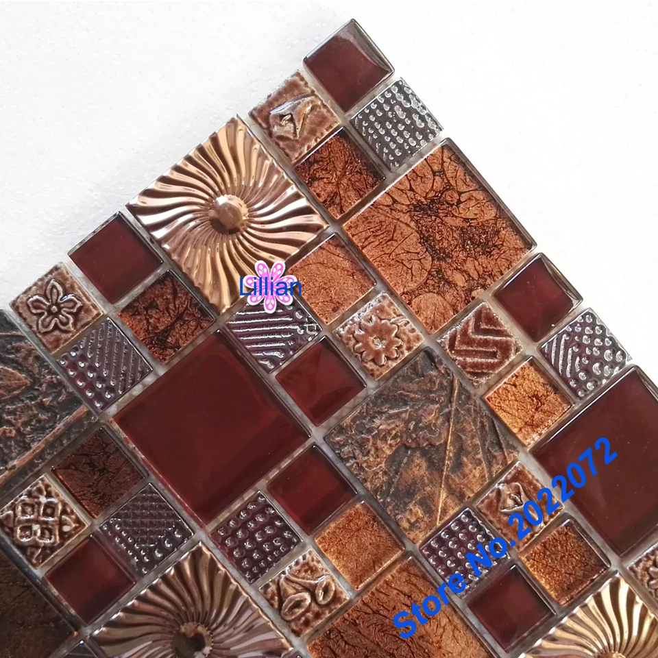 Glass Mental Tile Brown Southwest Style Stainless Backsplash - Glass Mental Tile Brown Southwest Style Stainless Backsplash