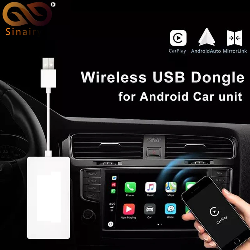 

Sinairyu Wireless Smart Link Apple CarPlay Dongle for Android Navigation Player Mini USB Carplay Stick with Android Auto
