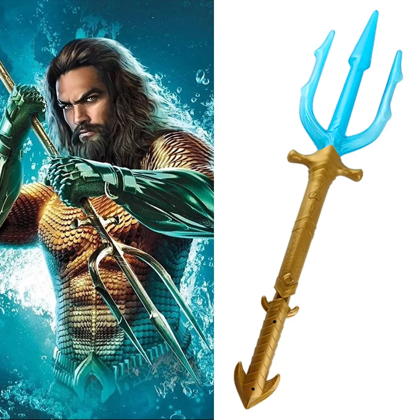 

High Quality Anime Movie Aquaman Cosplay Props Kids Child illuminate Trident Arthur Curry / Orin Plastic Weapons Accessories N