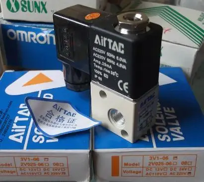 

Free Shipping 5pcs/lot 2 position 3 Way G1/8" electric control solenoid valve 3V1-06 Aluminum Alloy Pneumatic Valve