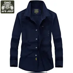 AFS JEEP брендовая мужская рубашка из чистого хлопка с длинными рукавами Повседневные рубашки Новая мода Camisa Masculina плюс размер S-4XL Chemise Homme