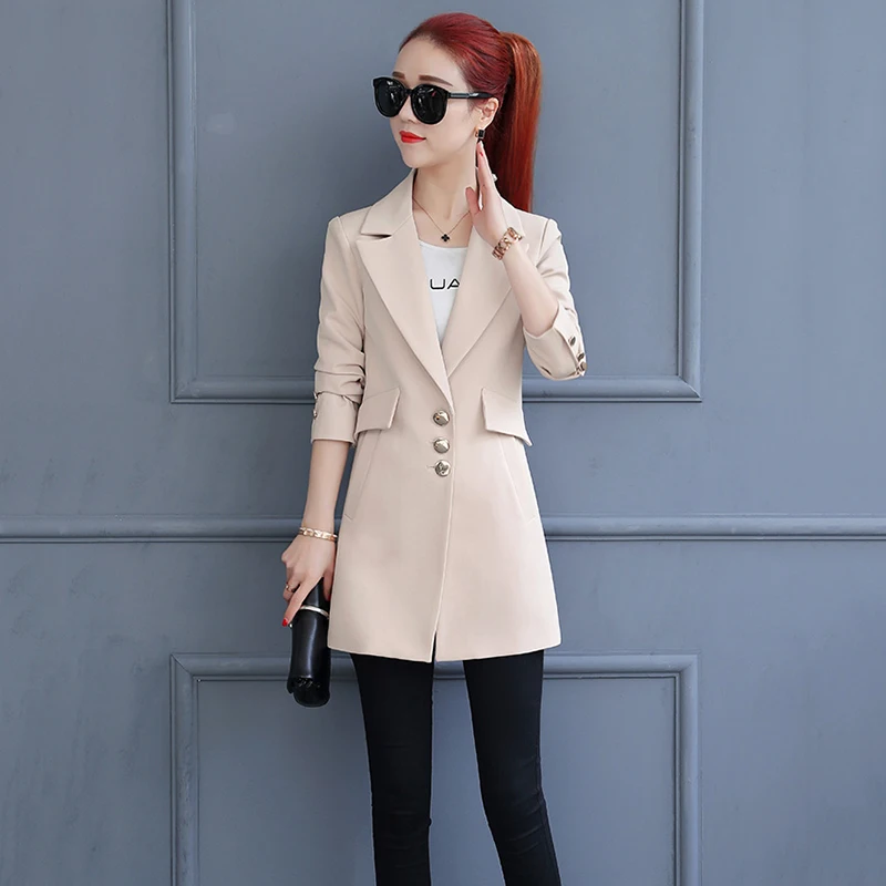 Spring and Autumn Fashion Lady Suit Jacket 2018 New Pure Color Temperament Slim Long Sleeve Lapel Wild Casual Lady Suit  XY074