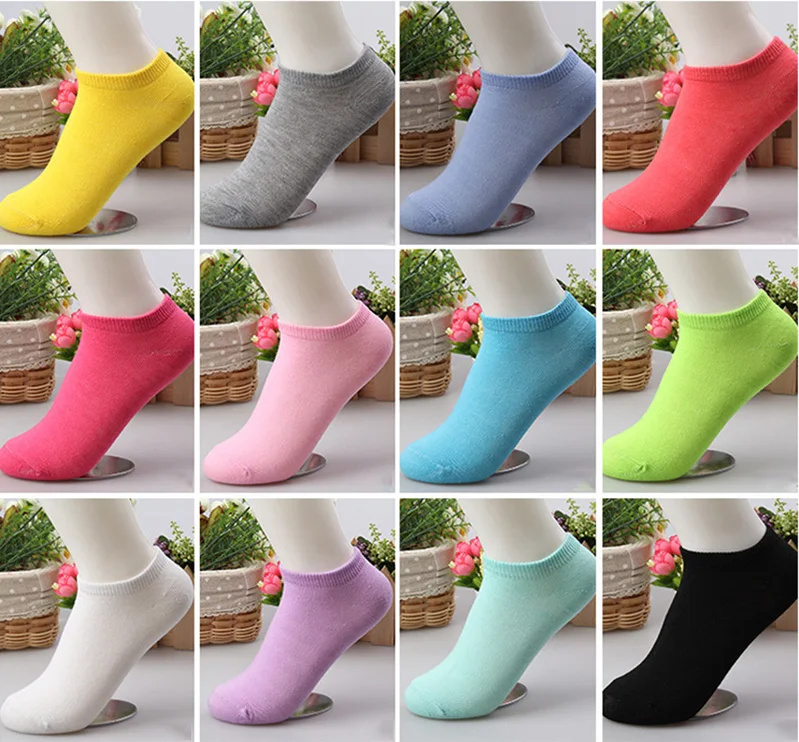 Women's Lovely Plain Cotton Socks 5 Pairs Variations 3