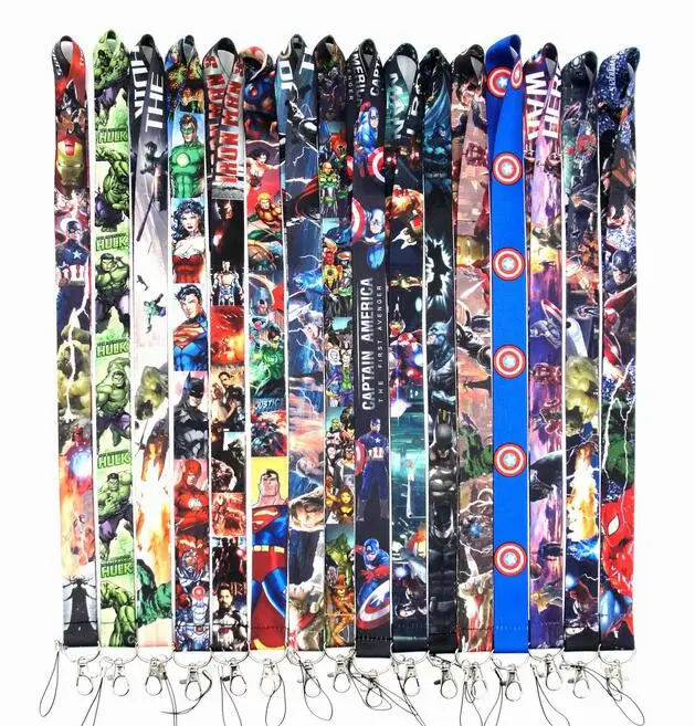 

New 30 pcs Cartoon Avengers Super hero Cello Phone key chain Neck Strap Keys Camera ID Card Lanyard Lanyards Free Shipping L-10