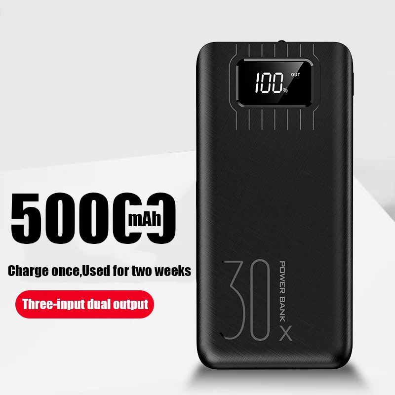 

18650 Power Bank High Capacity 50000mah External Battery 3 USB LED Powerbank Type-c Portable Mobile charger for Xiaomi 5S/note
