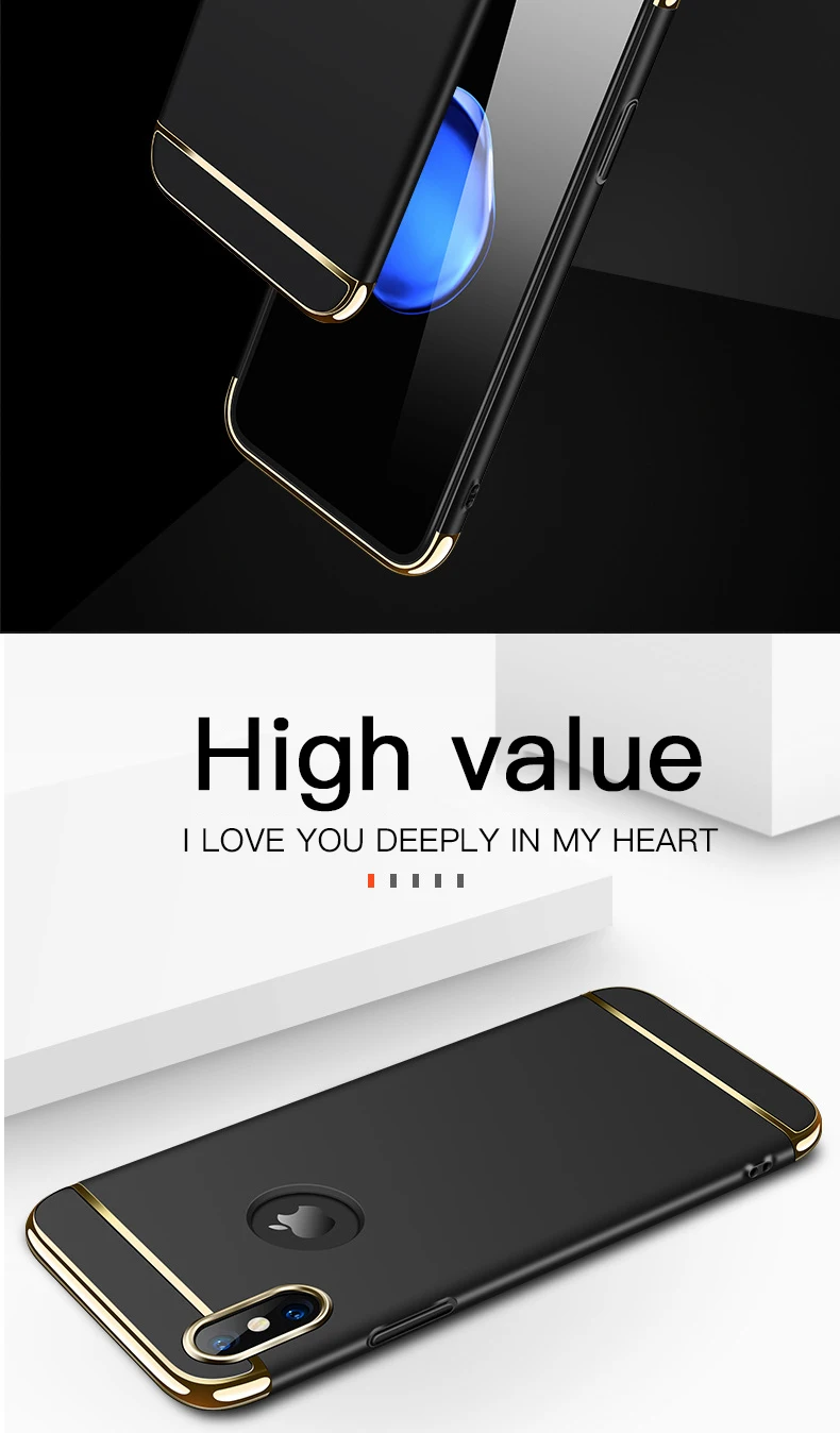 Роскошный Золотой Жесткий Чехол для iPhone 11 Pro 5 5S SE X задняя крышка Xs Max XR Съемный 3 в 1 Fundas чехол для iPhone 8 7 6 6s Plus сумка