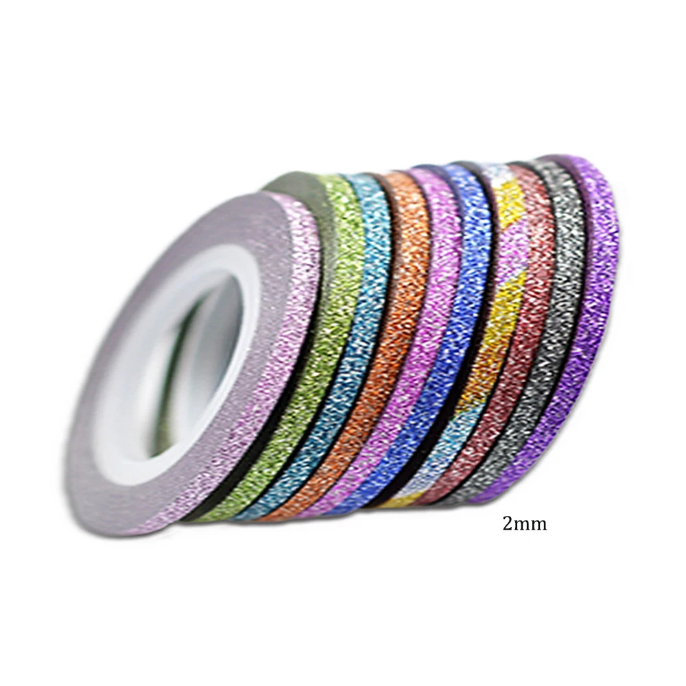 

1Pcs 10 Colors 2mm Rolls Striping Tape Line Nail Art Sticker Tools Beauty Glitter Tips Decorations for Nail Stickers BENC383