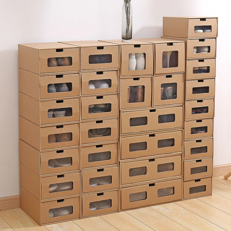 1 Piece Cardboard Drawer Shoe Storage Box Holder Kraft Paper