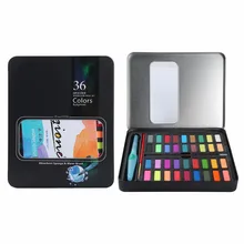 36 цветов Профессиональные акварельные краски в наборе, кисти, угольный карандаш, 8 шт бумаги в металлической жестяной коробке-для художников и начинающих хобби